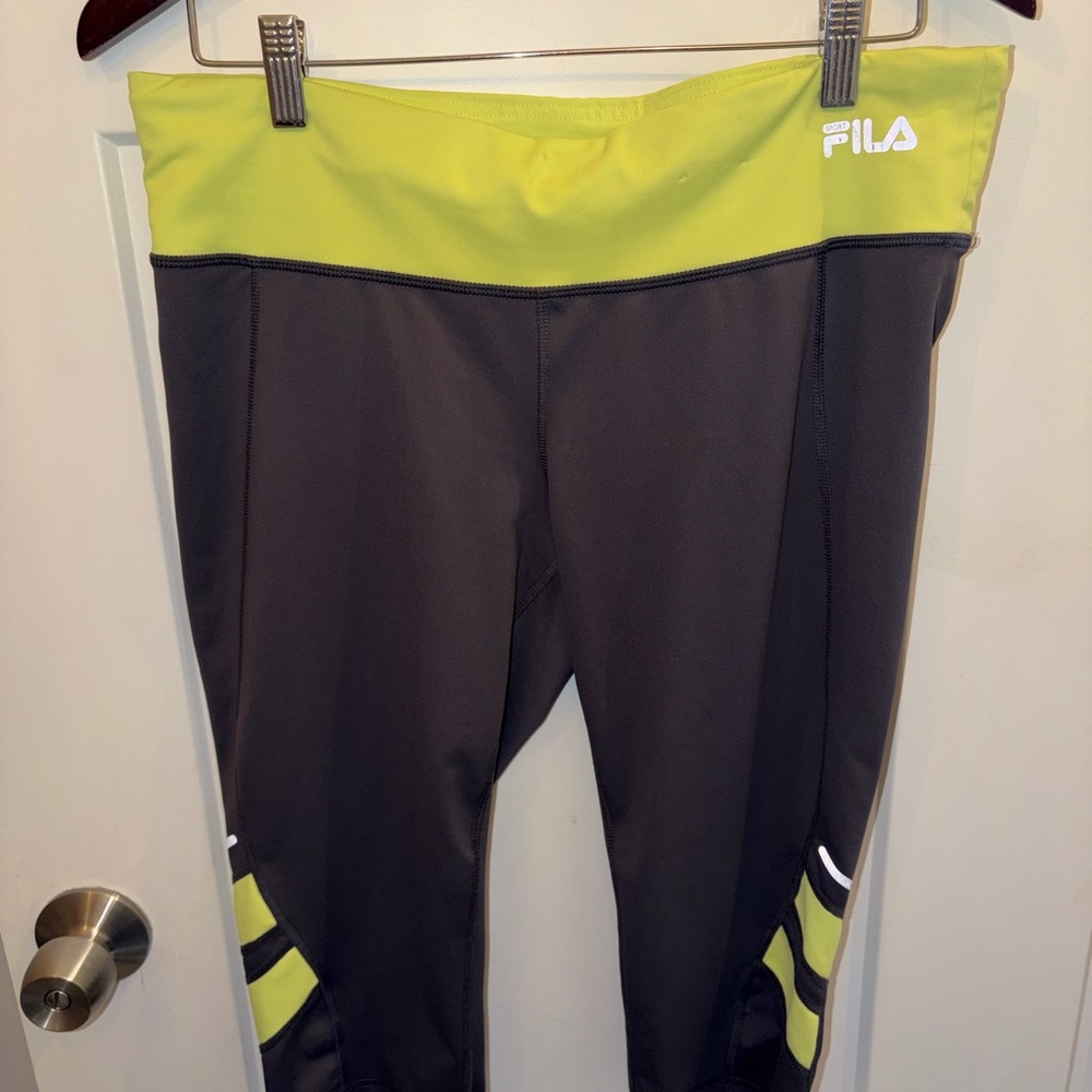 Fila Charcoal and Lime Active Leggings